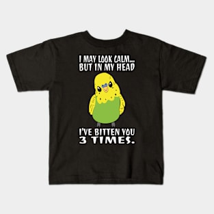 In My Head I've Bitten You 3 Times, for Funny Green Budgie Kids T-Shirt